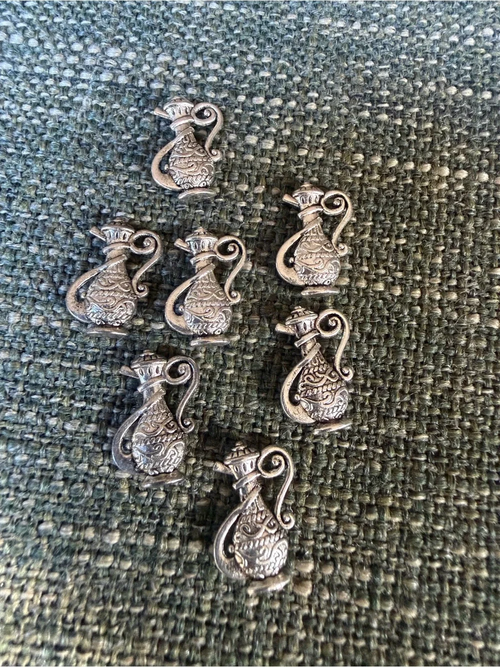 Antique-Style Silver Pitcher Charms – Set of 7